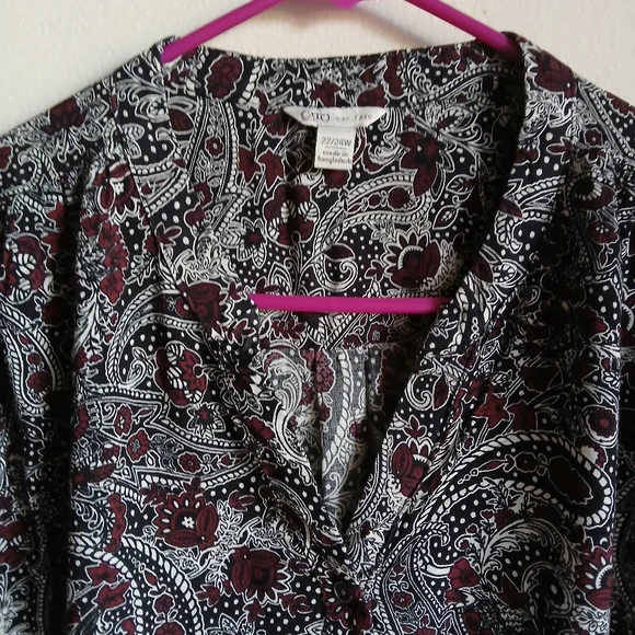 C Est 1946 Shirt Womens 22/24W  Button 3/4 Sleeve Paisley top - Picture 4 of 11